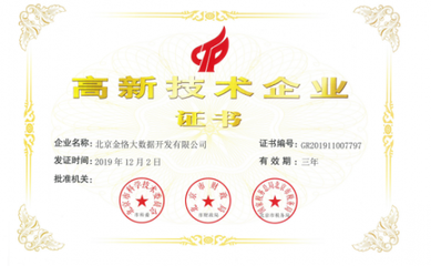 金恪大数据荣获“国家高新技术企业”资质认证，助力企业数字化升级